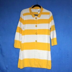 Liz & Co. Yellow Stripe Cotton Longline Cardigan XL